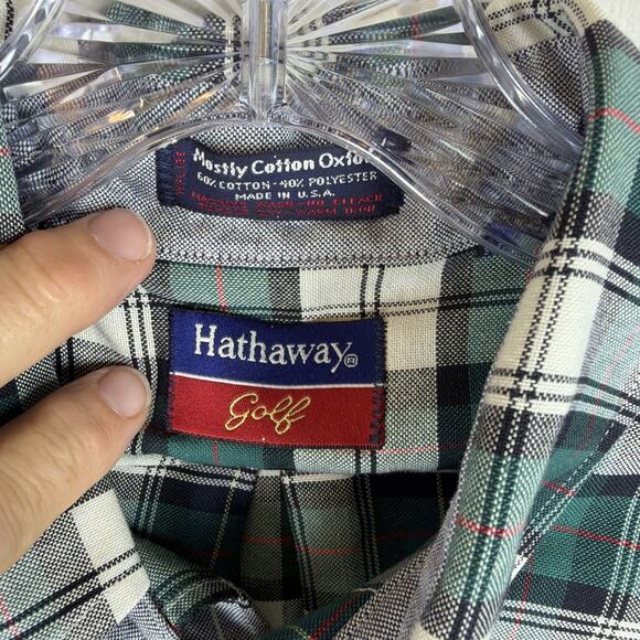 Vintage Hathaway Golf Golfing Santa Claus Oxford Button Shirt Men Sz 15.5 34/35 - Picture 3 of 6